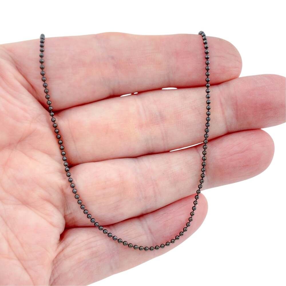 Vintage Sterling Silver 925 Darkened Ball Chain Necklace 14.25 Inches